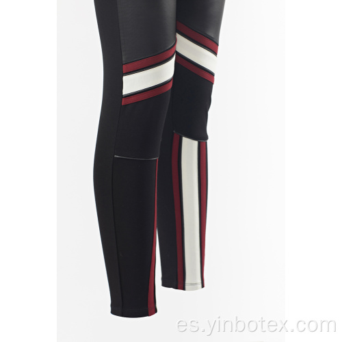 Pantalones legging de tejido combinado de PU